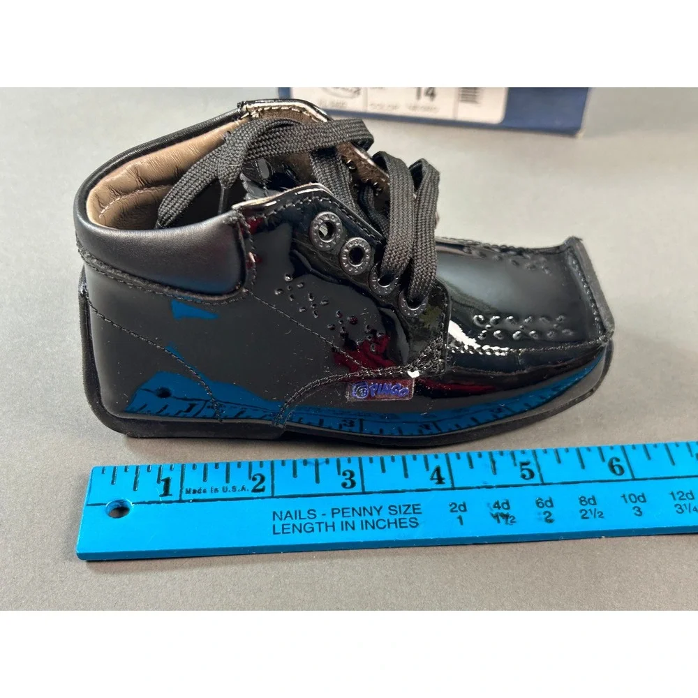 Sandy Pingo Boys Black Patent Leather Dress Shoes Boots Size 14cm US 7 Toddler